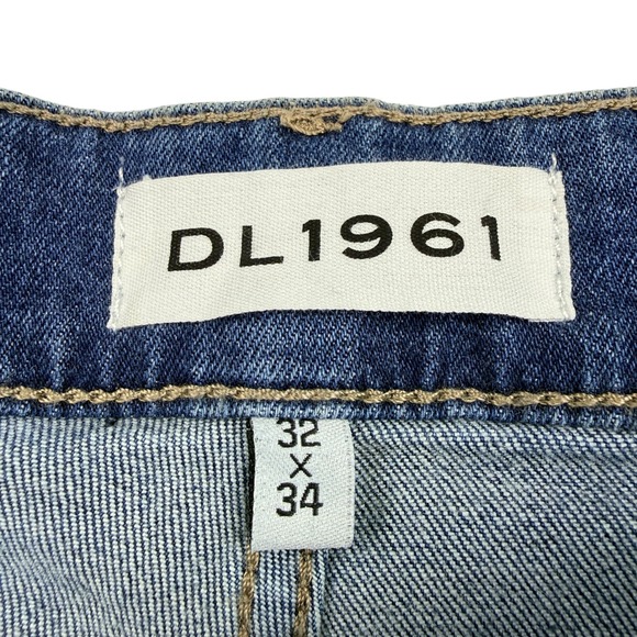 DL1961 Russell Slim Straight Jeans Men 32x34 Blue Denim Button Fly - Picture 4 of 12